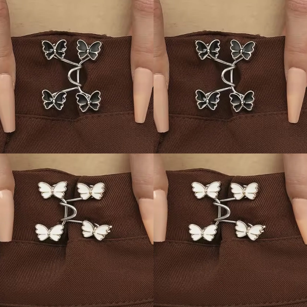 Set 4 clips stringi vita Farfalla — 2 coppie nere e 2 bianche | Dream Shop