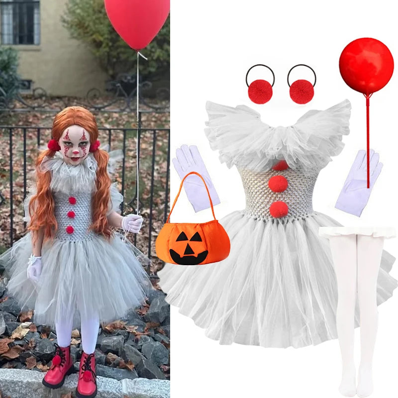 Costume clown horror bambina abito borsa zucca e calze — Dream Shop