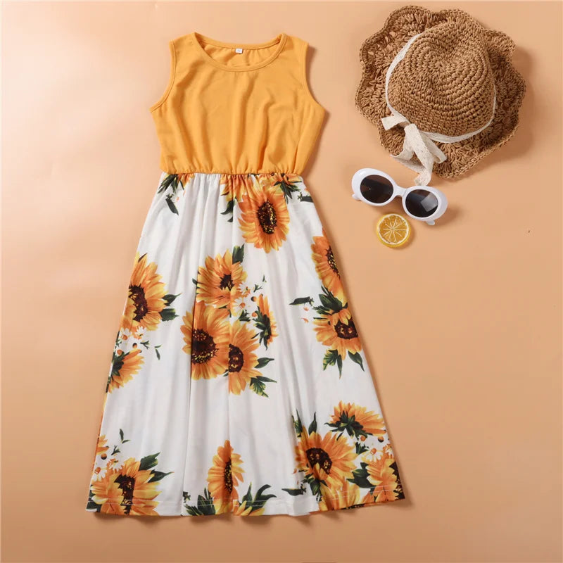 Coordinato mamma figlia Sunflower — abito girasole bianco vista distesa | Dream Shop