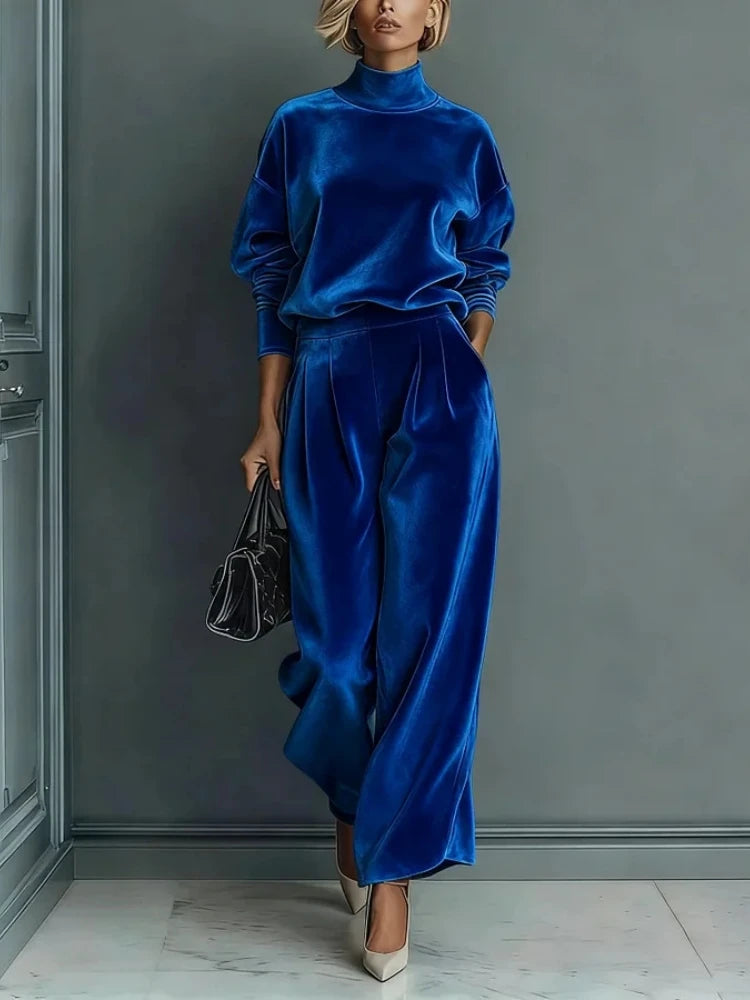Tuta special velvet blu elettrico look monocromatico | Dream Shop