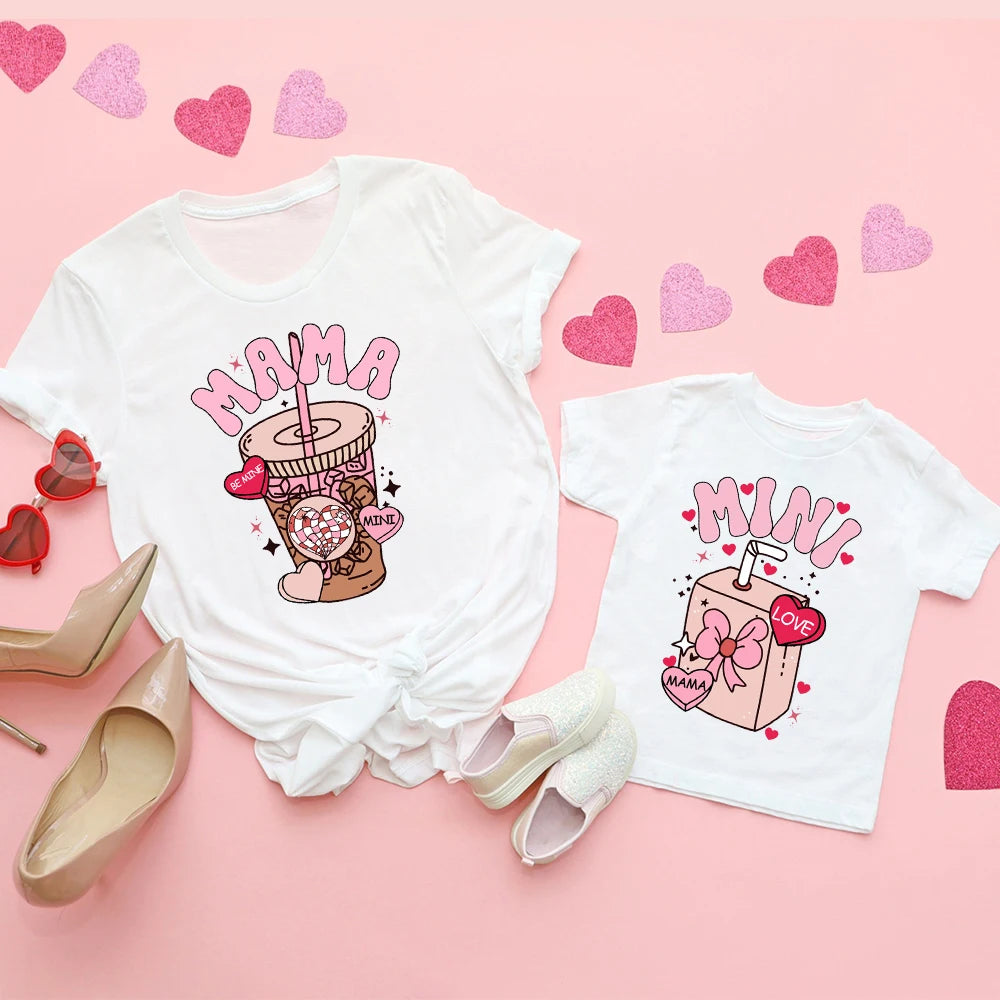 T-shirt mamma figlia Mama Mini — stampa juice rosa set mamma e figlia | Dream Shop