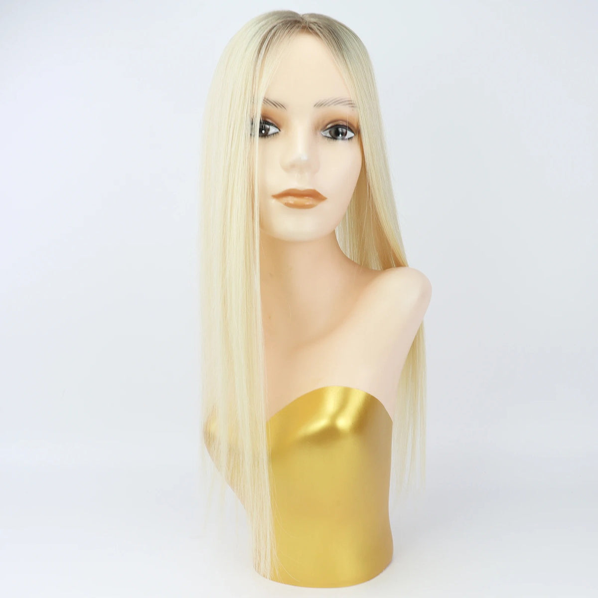 Long balayage human hair topper length on mannequin | Dream Shop