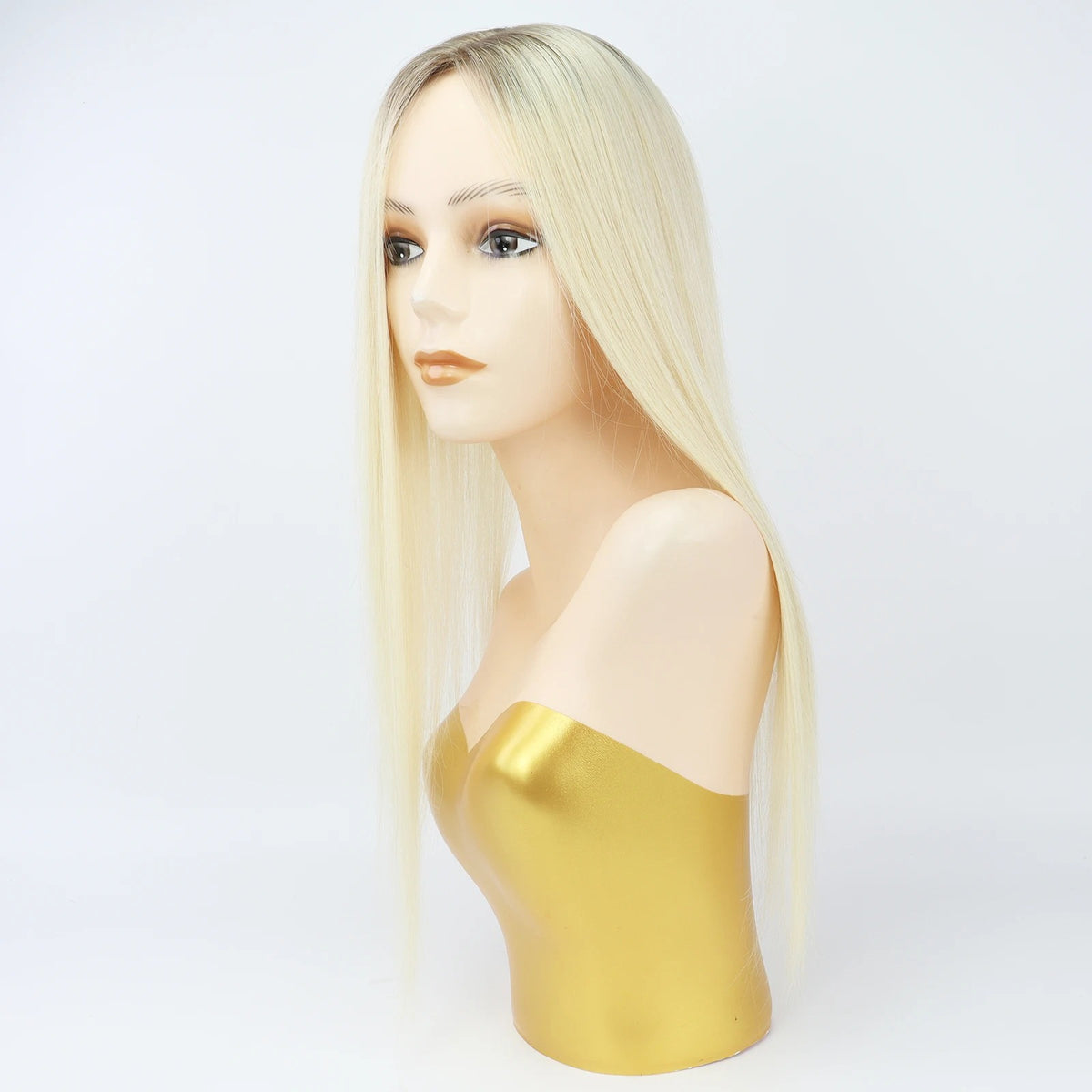 Long balayage human hair topper three quarter view | Dream Shop