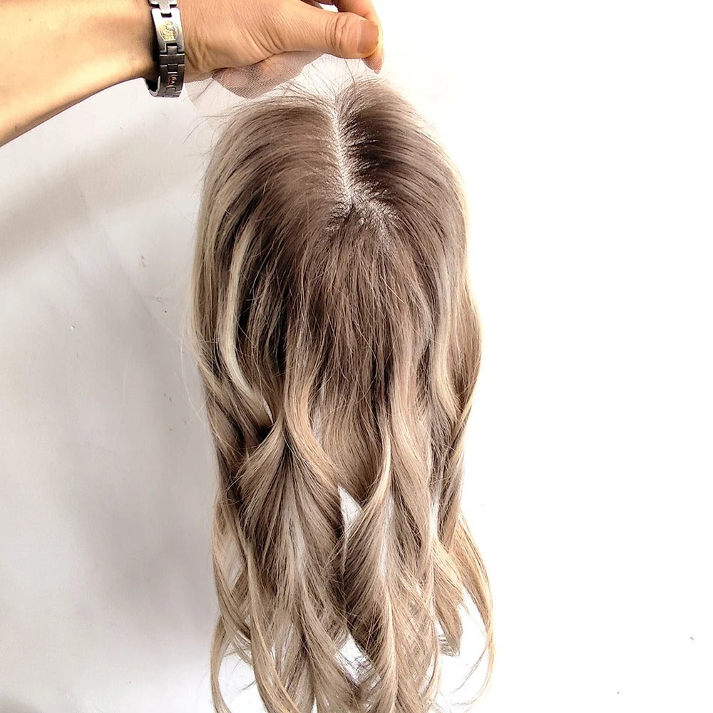 Balayage curly ombre topper dark root and light ends | Dream Shop