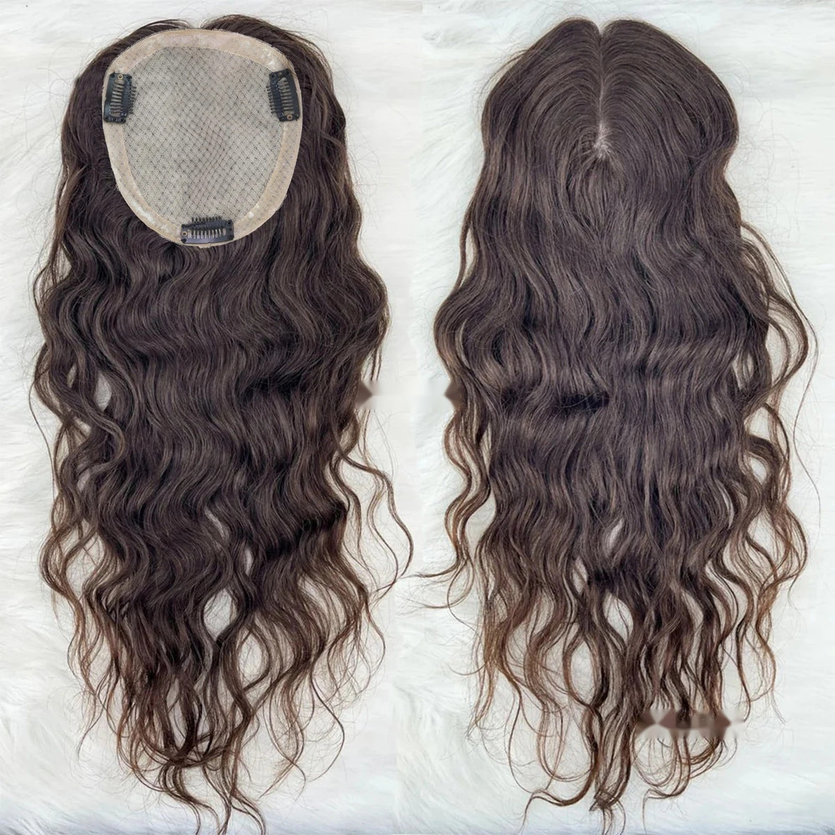 Topper cheveux naturels longs ondulés face et dos ondulé | Dream Shop