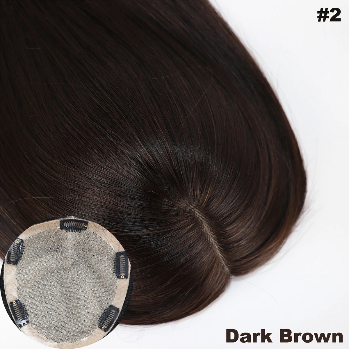 Topper cheveux naturels longs ondulés couleur châtain foncé | Dream Shop