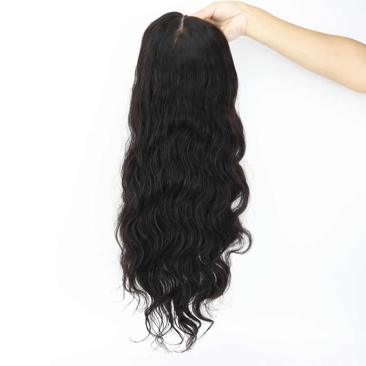Topper cheveux naturels longs ondulés ondulé tenu en main | Dream Shop