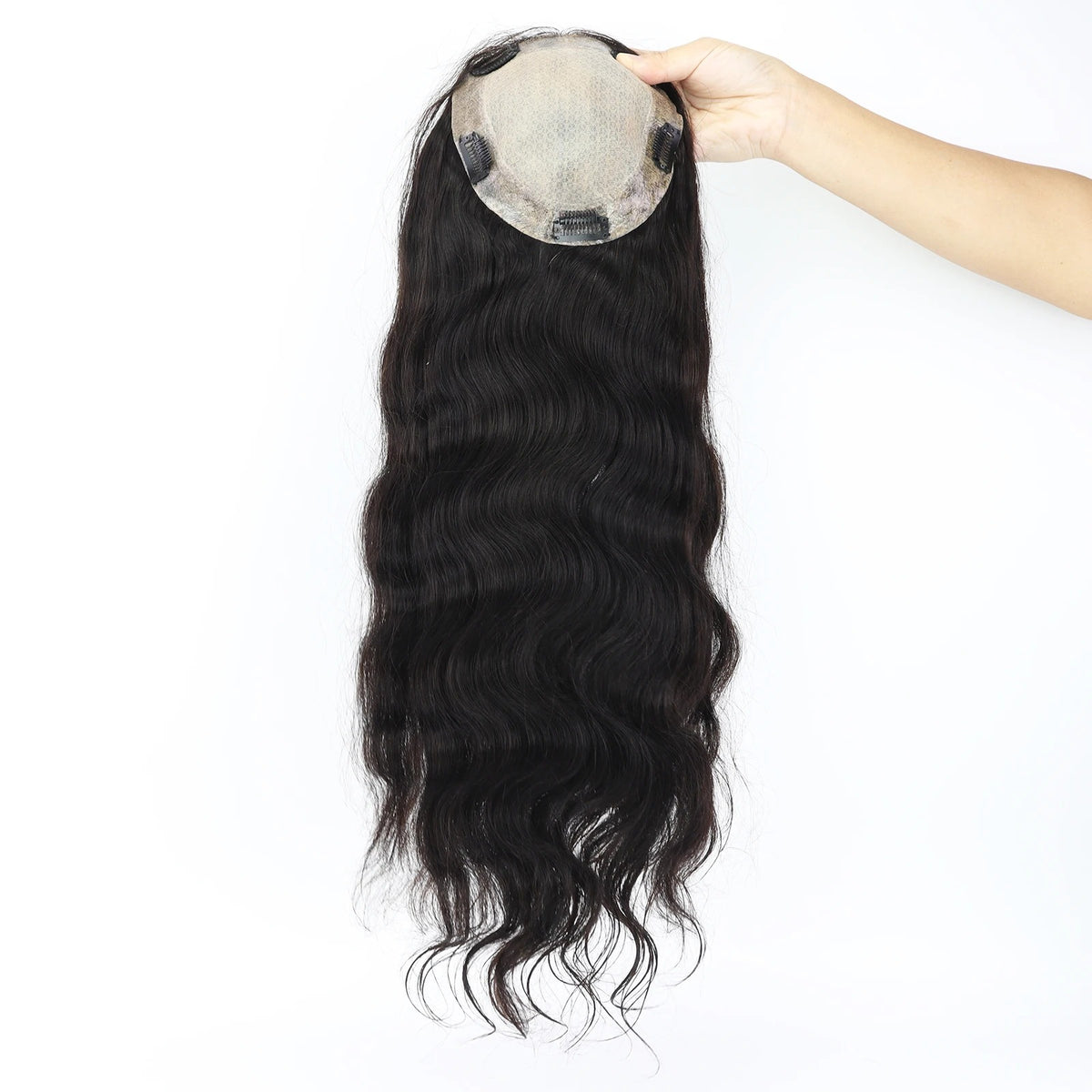Topper cheveux naturels longs ondulés base avec clips ondulé | Dream Shop