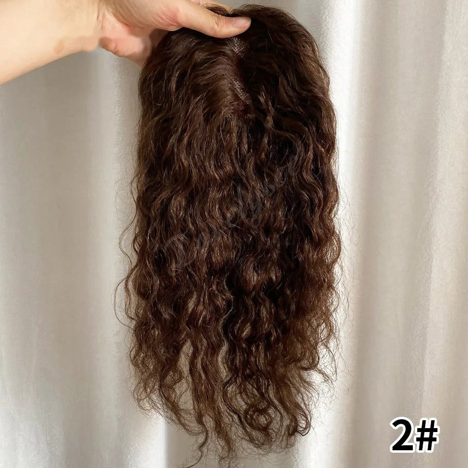 Wavy human hair topper dark brown colour | Dream Shop
