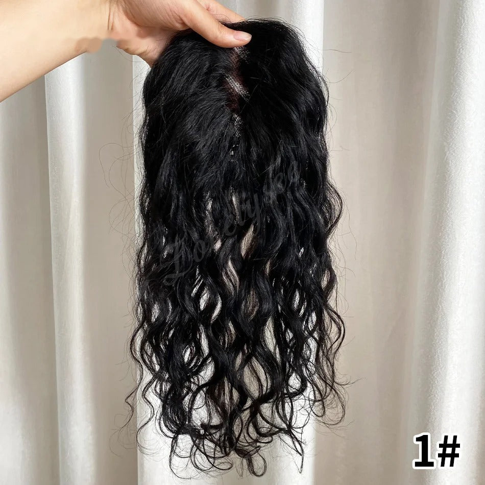 Wavy human hair topper jet black colour | Dream Shop
