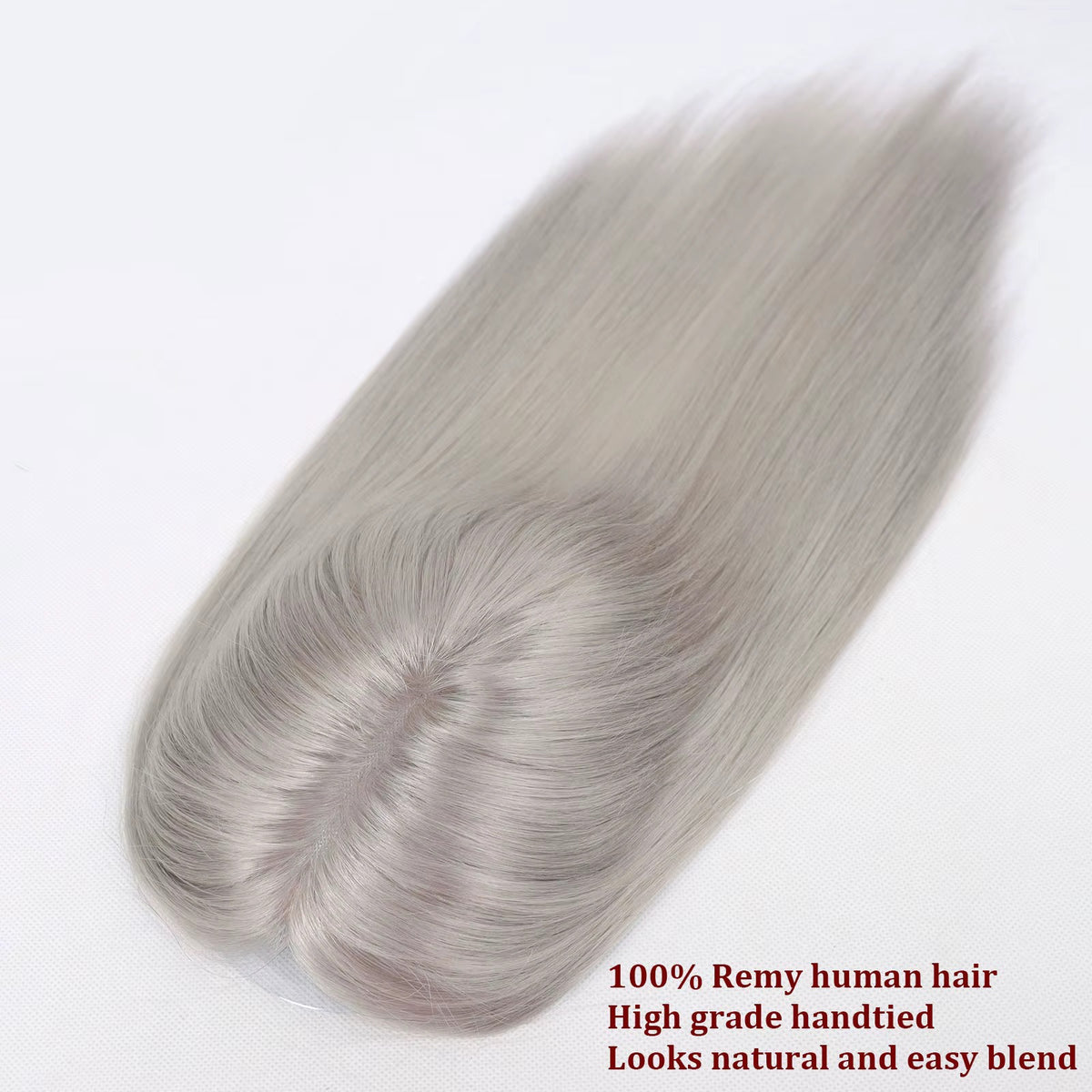 Human hair topper for grey hair silver grey detail | Dream Shop