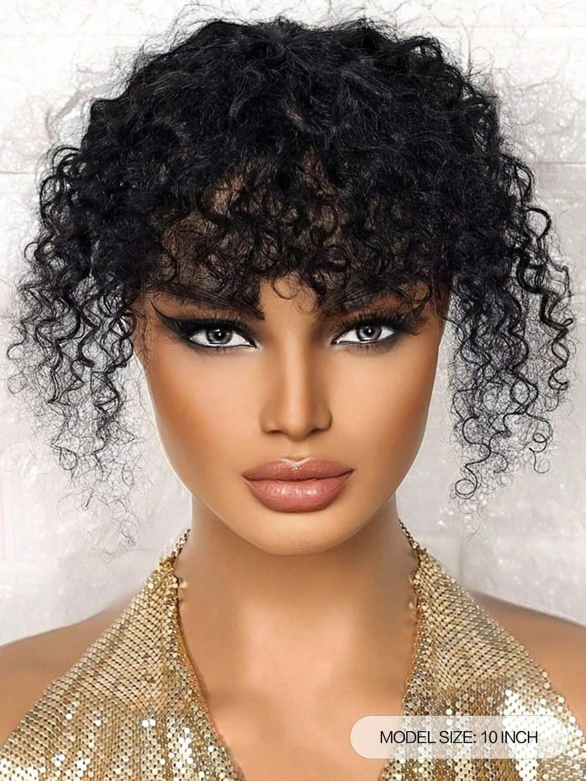Topper cheveux naturels bouclés détail bouclé avec frange | Dream Shop