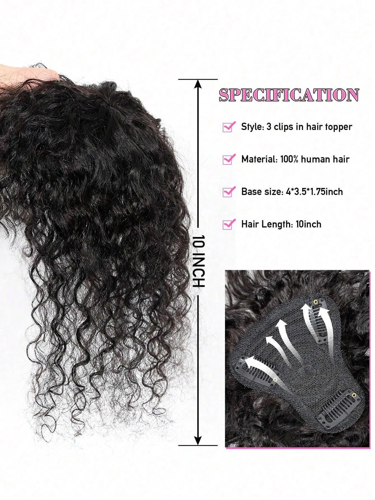 Topper cheveux naturels bouclés fiche technique | Dream Shop
