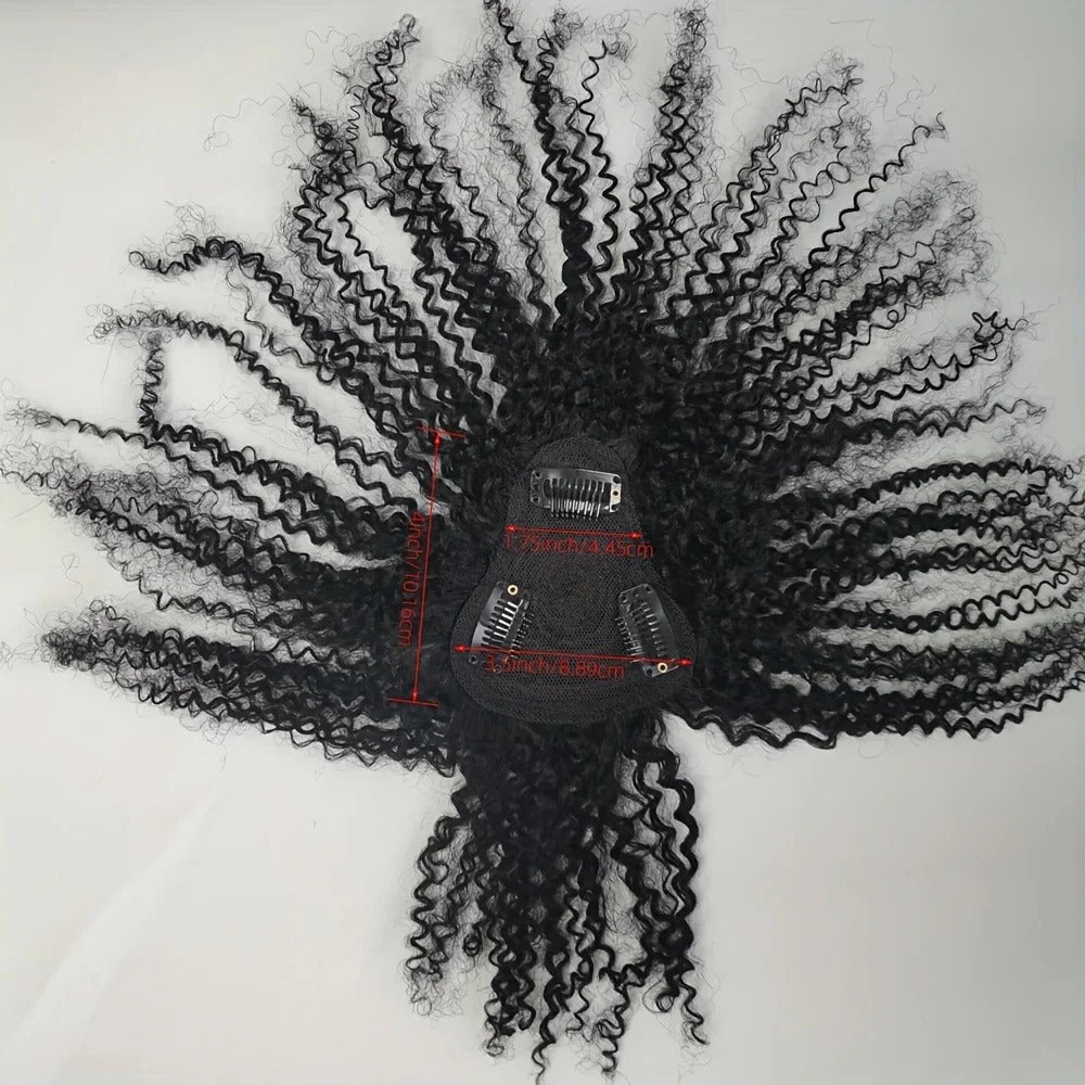 Afro curly human hair topper round base detail | Dream Shop