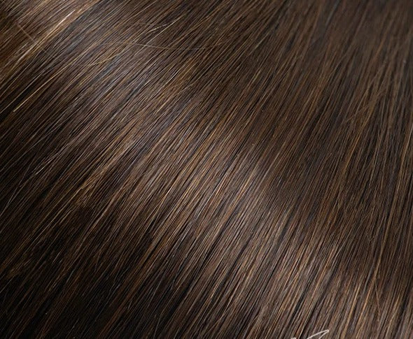 Topper avec frange cheveux naturels couleur châtain foncé | Dream Shop