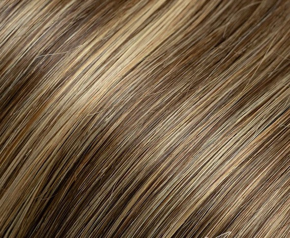 Topper avec frange cheveux naturels couleur châtain mèches miel | Dream Shop