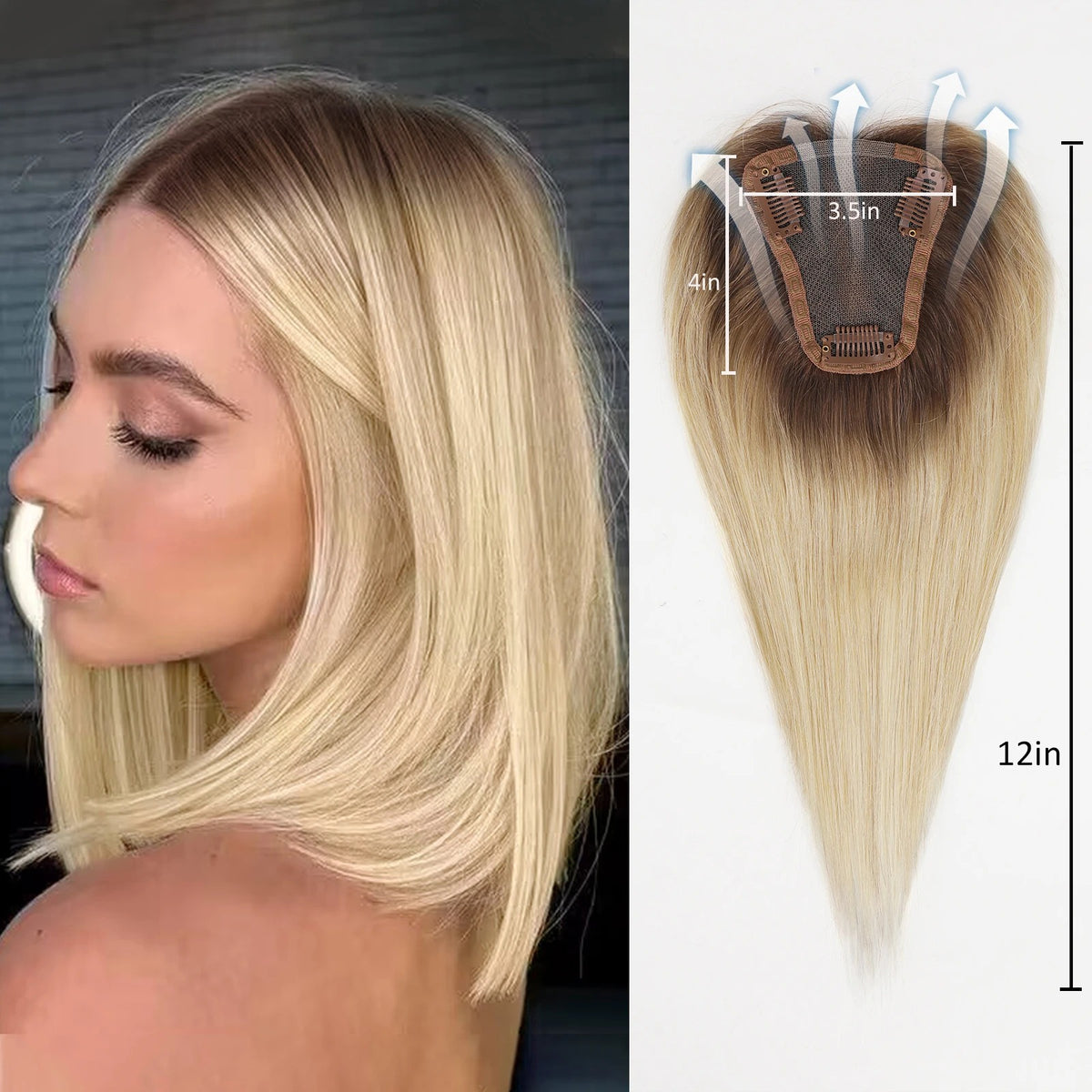 Topper sfumato ombré biondo ombré chiaro indossato con caschetto | Dream Shop