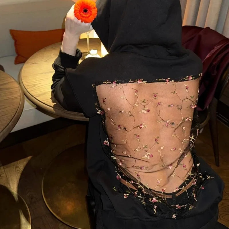 Felpa Schiena Strass con inserto rete gioiello posteriore