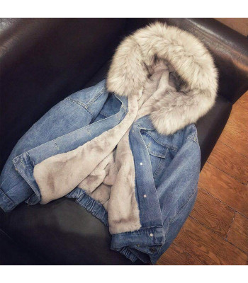 jean jacket with white fur