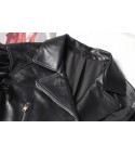 Faux leather flounce-tulle jacket