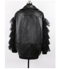 Faux leather flounce-tulle jacket