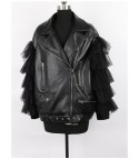 Faux leather flounce-tulle jacket