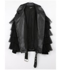 Faux leather flounce-tulle jacket