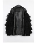 Faux leather flounce-tulle jacket