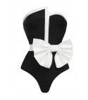 Contrasting bow one-piece swimsuit