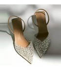 Elegant nude rhinestone cleavage heels