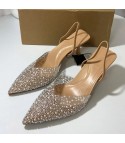 Elegant nude rhinestone cleavage heels