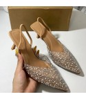 Elegant nude rhinestone cleavage heels