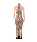 Nude diamond luxury dress long