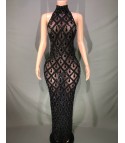 Nude diamond luxury long dress