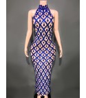 Nude diamond luxury dress long