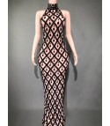 Nude diamond luxury long dress