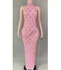 Nude diamond luxury dress long