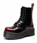 Leather platform boot