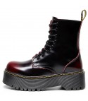 Leather platform boot