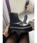 Leather platform boot