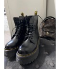 Leather platform boot