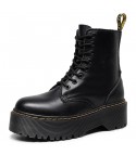 Leather platform boot