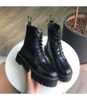 Leather platform boot