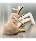 Invisible heel furry sandal