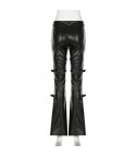 Oajng faux leather paw pant