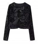 Holiday bow sequinbolero