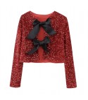 Holiday bow sequinbolero