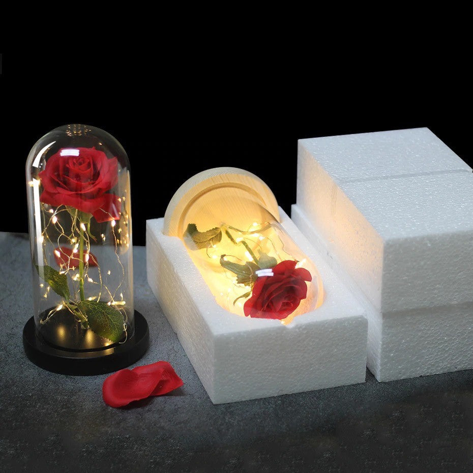 Rosa sotto vetro con luci LED decorazione gotica Halloween Dream Shop
