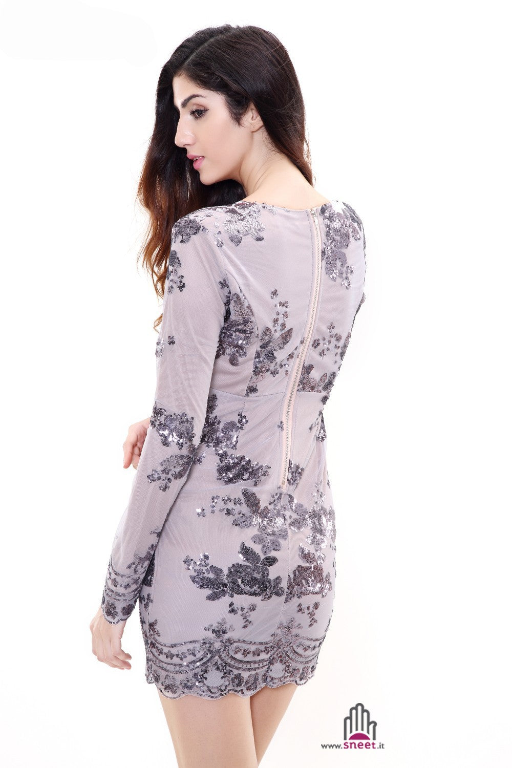 Silver sequinflow Dress