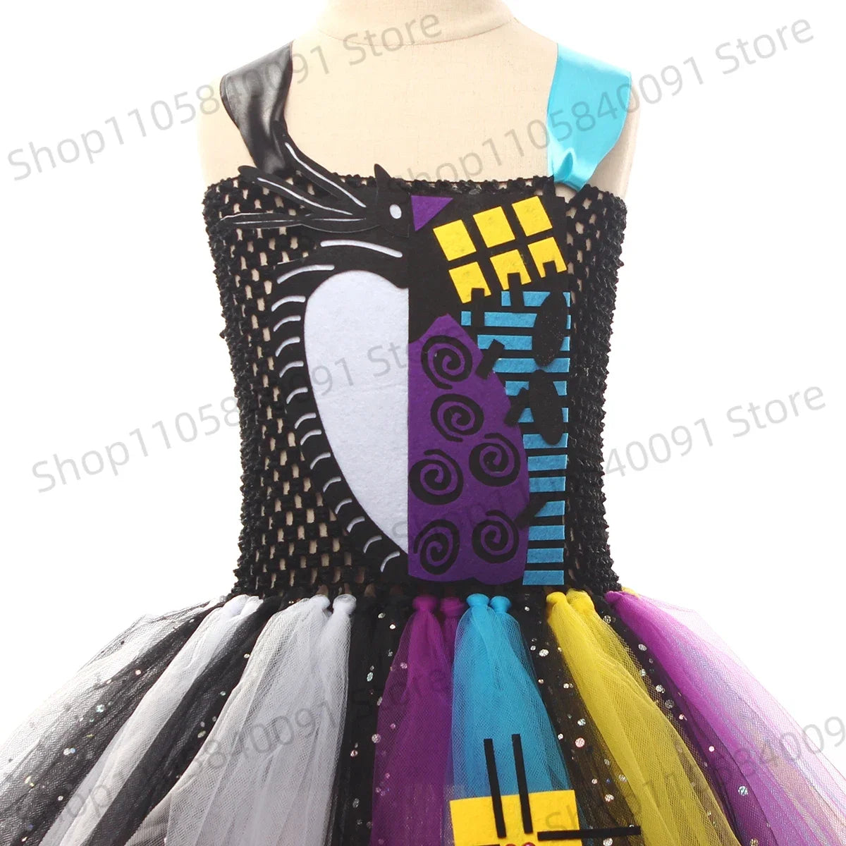 Costume tutù bambola colorata 
Abito Halloween con cerchietto